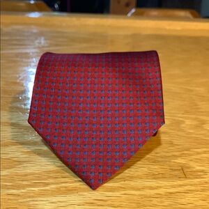 Bill Blass Red and Blue Geometric Silk Tie